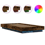 Bed Frame with LED Lights without Mattress Smoked Oak 75x190cm 3281158