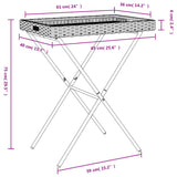 Folding Tray Table Beige 65x40x75 cm Poly Rattan 365130