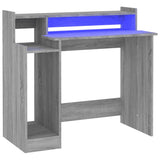 Desk with LED Lights Grey Sonoma 97x45x90 cm Engineered Wood 820476
