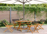 5 Piece Garden Dining Set Black Poly Rattan and Solid Wood 3281766