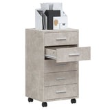 Drawer Cabinet with Castors Concrete Grey Engineered Wood 342672