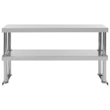 2-Tier Work Table Overshelf 120x30x65 cm Stainless Steel 51193