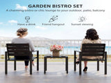 3 Pieces Garden Bistro Set for 2, Outdoor Bistro Table and Chairs with Metal Frame, Plastic Patio T3398P554276