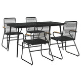 ZNTS 5 Piece Garden Dining Set Black PVC Rattan 3060269