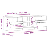 TV Cabinet Black Oak 150 x 33.5 x 45 cm Engineered Wood 862744