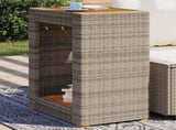 Garden Side Table with Wooden Top Grey 60x40x75 cm Poly Rattan 366304