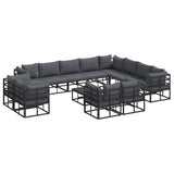 Garden Sofa Set with Cushion 13 pcs Black Aluminium 3378935