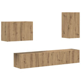 TV Wall Cabinet Set 4 pcs Artisan Oak Engineered Wood 3408942