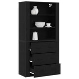 Highboard Black Oak 80 x 33 x 150 cm Engineered Wood 3333081