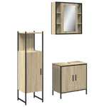 ZNTS 3 Piece Bathroom Cabinet Set Sonoma Oak Engineered Wood 3214761