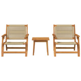 Garden Chairs with Table 3 pcs Beige Solid Acacia Wood 3214439