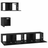 TV Cabinet Set 4 pcs Black Oak Engineered Wood 3393436