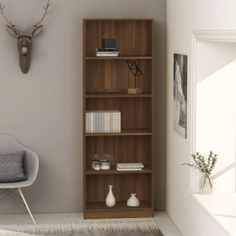 ZNTS 5-Tier Book Cabinet Brown Oak 60x24x175 cm Engineered Wood 815434