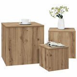 Side Tables 3 pcs Old Wood Engineered Wood 856676
