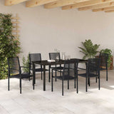 Garden Dining Set 7 pcs Black Powder-Coated Steel 3379167