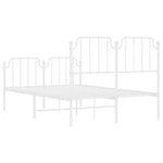 ZNTS Metal Bed Frame with Headboard and Footboard White 120x190 cm Small Double 373951