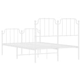 ZNTS Metal Bed Frame with Headboard and Footboard White 120x190 cm Small Double 373951