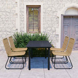 5 Piece Outdoor Dining Set Poly Rattan and Glass 3060239