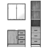 ZNTS 3 Piece Bathroom Furniture Set Grey Sonoma Engineered Wood 3301138