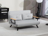 4-in-1 Velvet-Feel Double Sofa Bed, with Pillows - Light Grey T3398P328347