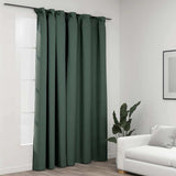 Linen-Look Blackout Curtain with Hooks Green 290x245 cm 321191