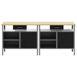 Work Bench Set with Shelf 2 pcs Black and Grey 200 x 55 x 85 cm 3321388