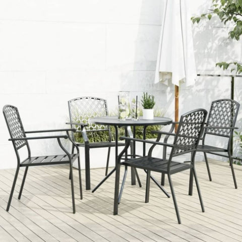 Stackable Garden Chair Set 5 pcs Anthracite Powder-coated Steel 3283769