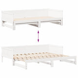 Pull-out Day Bed White 203.5 x 184 x 56.5 cm Solid Pine Wood 834679