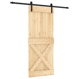 Sliding Door Natural and Black 85 x 210 cm Solid Pine Wood 3444925
