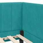 Corner Bed Frame with Headboard Turquoise 80 x 200 cm Velvet 42016336