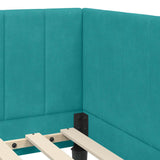 Corner Bed Frame with Headboard Turquoise 80 x 200 cm Velvet 42016336