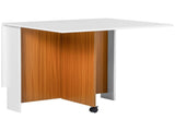 Folding Dining Table Writing Desk Workstation w/ Casters Teak Colour, White T3398P329605
