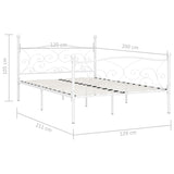 ZNTS Bed Frame without Mattress with Slatted Base White Metal 120x200 cm 284449