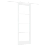 Sliding Door White 78 x 211 cm Solid Pine Wood and Glass 3332218