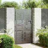 Garden Gate with Lock Black 110 x 205 cm Powder-Coated Steel 42015903