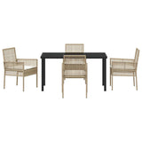 Garden Dining Set with Cushion 5 pcs Beige Poly Rattan 3379893