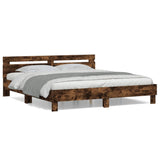 Bed Frame Smoked Oak Engineered Wood Double Modern Bed Frame 3207396