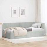 Corner Bed Frame with Headboard Light grey 100 x 200 cm Velvet 42016276