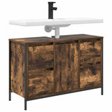 Basin Cabinet with Drawers Smoked Oak 90x34.5x60 cm 861889