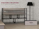 Rustic Chest of Five Fabric Drawers - Grey Wood Effect T3398P330539
