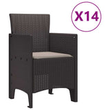 Garden Dining Set with Cushions with Cushion 15 pcs Brown PP 3378798