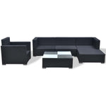6 Piece Garden Lounge Set with Cushions Poly Rattan Black 42743