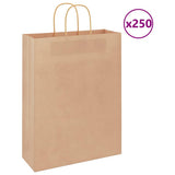Paper Bags 250 pcs with Handles Brown 32x12x42 cm 4101592