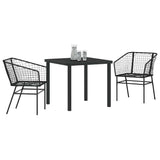 Garden Dining Set 3 pcs Black Poly Rattan 3380890