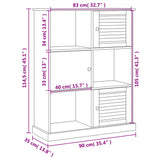 Bookcase VIGO Grey 90x35x114.5 cm Solid Wood Pine 353183