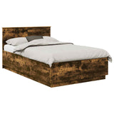 Bed Frame Smoked Oak 135 x 190 cm Engineered Wood 3408086