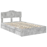 Storage Bed Concrete Grey 135 x 190 cm Engineered Wood 3413106