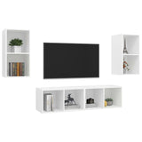 Wall-mounted TV Cabinets 4 pcs White Engineered Wood 3079871