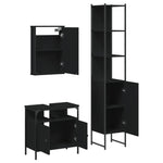 ZNTS 3 Piece Bathroom Furniture Set Black Engineered Wood 3214795