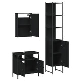 3 Piece Bathroom Furniture Set Black Engineered Wood 3214795